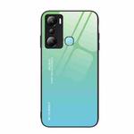 For Infinix Hot 20i Gradient Color Glass Phone Case(Green Cyan)