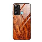 For Infinix Hot 20i Wood Grain Glass Phone Case(Light Brown)