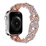 4-Petal Diamond Metal Watch Band For Apple Watch 8 41mm(Rose Gold)