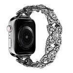 4-Petal Diamond Metal Watch Band For Apple Watch 8 41mm(Black)