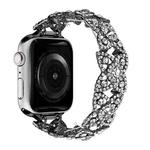 4-Petal Diamond Metal Watch Band For Apple Watch 7 41mm(Black)