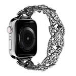 4-Petal Diamond Metal Watch Band For Apple Watch 7 45mm(Black)