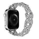 4-Petal Diamond Metal Watch Band For Apple Watch SE 2022 40mm(Silver)