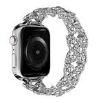 4-Petal Diamond Metal Watch Band For Apple Watch SE 2023 44mm(Silver)