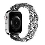 4-Petal Diamond Metal Watch Band For Apple Watch SE 2023 44mm(Black)
