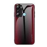 For Infinix Hot 20i Texture Gradient Glass TPU Phone Case(Red)