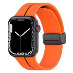 Two Color Folding Buckle Silicone Watch Band For Apple Watch 6 44mm(Orange+Black)