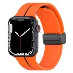 Two Color Folding Buckle Silicone Watch Band For Apple Watch 4 44mm(Orange+Black)
