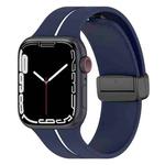 Two Color Folding Buckle Silicone Watch Band For Apple Watch Ultra 2 49mm(Midnight Blue+White)