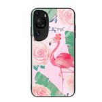 For Huawei P60 Art Colorful Painted Glass Phone Case(Flamingo)