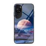 For Huawei P60 Art Colorful Painted Glass Phone Case(Moon Hill)