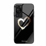 For Huawei P60 Colorful Painted Glass Phone Case(Black Love)