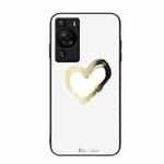 For Huawei P60 Colorful Painted Glass Phone Case(Golden Love)