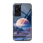 For Huawei P60 Colorful Painted Glass Phone Case(Moon Hill)