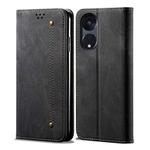 For OPPO A98 5G Denim Texture Casual Style Horizontal Flip Leather Case(Black)