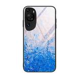 For Huawei P60 Art Marble Pattern Glass Protective Phone Case(Ocean Waves)
