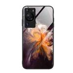 For Huawei P60 Marble Pattern Glass Protective Phone Case(Typhoon)