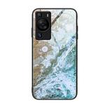 For Huawei P60 Marble Pattern Glass Protective Phone Case(Beach)