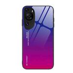 For Huawei P60 Art Gradient Color Glass Phone Case(Purple Red)