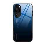 For Huawei P60 Art Gradient Color Glass Phone Case(Blue Black)