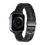 3-Beads Stripe Metal Watch Band For Apple Watch SE 2022 44mm(Black)