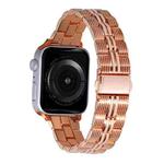 3-Beads Stripe Metal Watch Band For Apple Watch 9 45mm(Rose Gold)