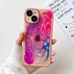 For iPhone 14 Oil Painting Electroplating TPU Phone Case(Pink)