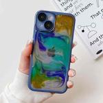 For iPhone 14 Oil Painting Electroplating TPU Phone Case(Blue)