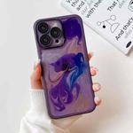 For iPhone 14 Pro Max Oil Painting Electroplating TPU Phone Case(Purple)