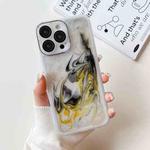 For iPhone 14 Pro Max Oil Painting Electroplating TPU Phone Case(White)