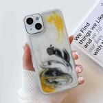 For iPhone 13 Oil Painting Electroplating TPU Phone Case(White)