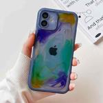 For iPhone 12 Oil Painting Electroplating TPU Phone Case(Blue)
