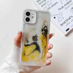 For iPhone 12 Oil Painting Electroplating TPU Phone Case(White)