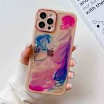 For iPhone 12 Pro Max Oil Painting Electroplating TPU Phone Case(Pink)