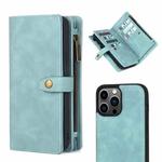 For iPhone 13 Pro Zipper Wallet Detachable MagSafe Leather Phone Case(Blue)