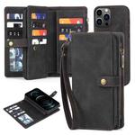 For iPhone 12 Pro Max Zipper Wallet Detachable MagSafe Leather Phone Case(Black)