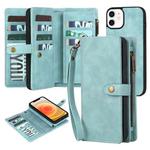 For iPhone X / XS Zipper Wallet Detachable MagSafe Leather Phone Case(Blue)