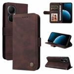 For Huawei Enjoy 80 Skin Feel Life Tree Metal Button Leather Phone Case(Brown)