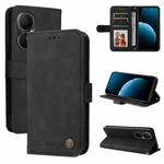 For Huawei Enjoy 80 Skin Feel Life Tree Metal Button Leather Phone Case(Black)
