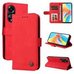 For OPPO A1 5G Skin Feel Life Tree Metal Button Leather Phone Case(Red)