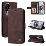 For OPPO Reno10 Skin Feel Life Tree Metal Button Leather Phone Case(Brown)