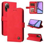 For Realme C67 4G Global Skin Feel Life Tree Metal Button Leather Phone Case(Red)