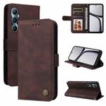 For Realme C65 4G Skin Feel Life Tree Metal Button Leather Phone Case(Brown)