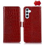 For Samsung Galaxy M54 5G Crocodile Top Layer Cowhide Leather Phone Case(Red)