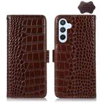 For Samsung Galaxy M54 5G Crocodile Top Layer Cowhide Leather Phone Case(Brown)