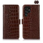 For Samsung Galaxy S24 Ultra Crocodile Top Layer Cowhide Leather Phone Case(Brown)