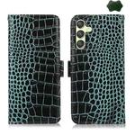 For Samsung Galaxy A25 5G Global Crocodile Top Layer Cowhide Leather Phone Case(Green)