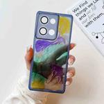 For OPPO Reno9 Pro Oil Painting Electroplating TPU Phone Case(Blue)