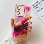 For OPPO Reno9 Pro+ Oil Painting Electroplating TPU Phone Case(Pink)