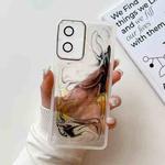 For OPPO Reno7 Oil Painting Electroplating TPU Phone Case(White)
